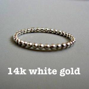 White Gold Wedding Ring, 14k White Solid Gold..