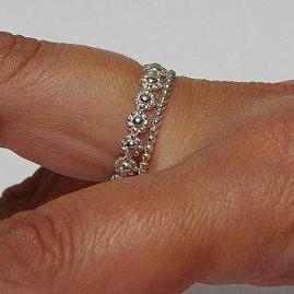 Sterling Silver Daisy Chain Stackable Wedding..