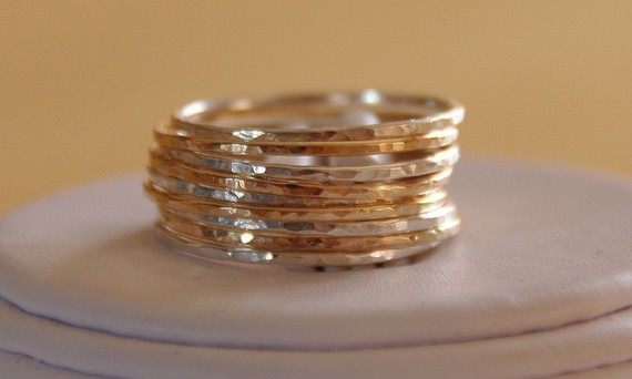 9 Above The Knuckle Rings - Yellow Gold Filled & Sterling Silver Combo Knuckle Rings - Set Of 9 Stackable Midi Rings