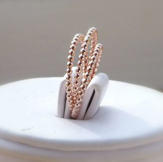 One 1.5mm 14k Rose Gold Filled Dotted Handmade Stacking Ring Or Wedding Band Or Gold Stacking Rings Or Stacking Rings